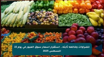 خضراوات وفاكهة ثابتة.. استقرار أسعار سوق العبور في يوم 22 أغسطس 2025